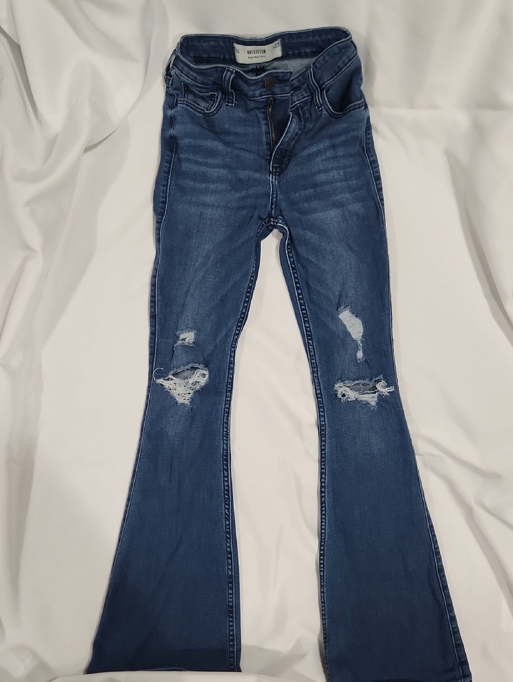 Hollister Dark Blue Distressed Flare Jeans